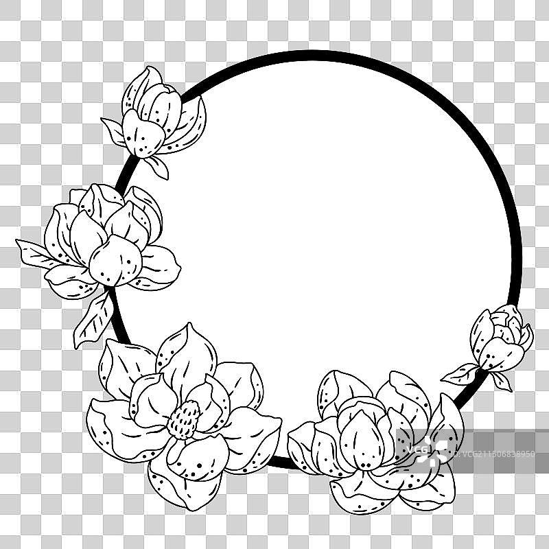 精美玉兰花装饰边框图片素材