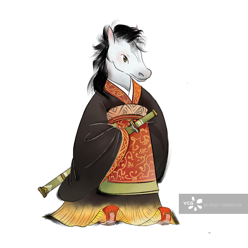 马生肖拟人图图片素材