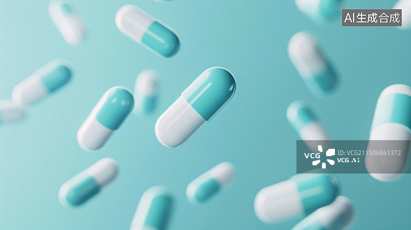 【AI数字艺术】药片药瓶特写医疗健康疾病治疗题材背景图片素材
