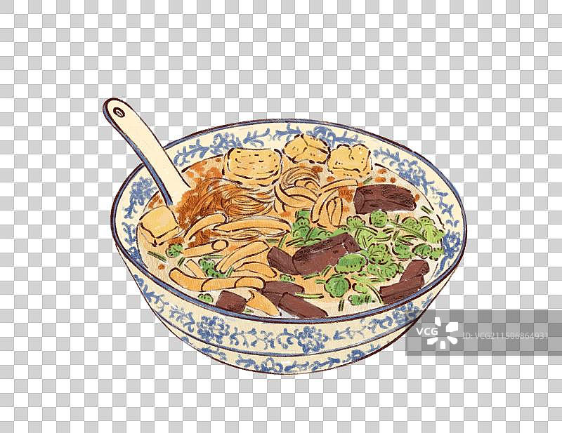 手绘江苏特色美食鸭血粉丝汤插画图片素材