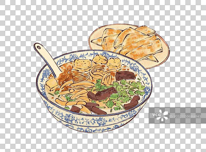 手绘江苏特色美食鸭血粉丝汤插画图片素材
