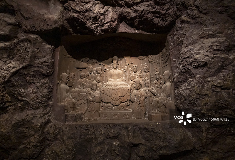 阁罗凤议政图 大理剑川石钟山石窟 云南省博物馆图片素材