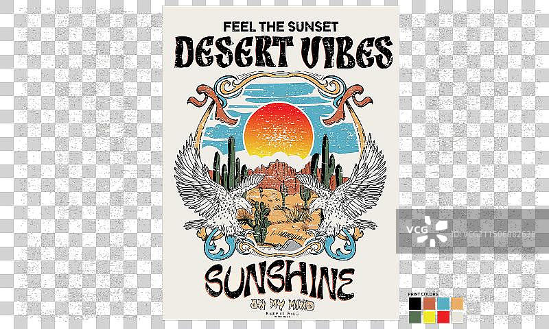 老鹰飞翔沙漠复古风图片素材