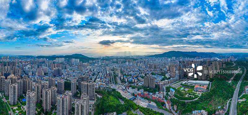 达州城市全景照片图片素材