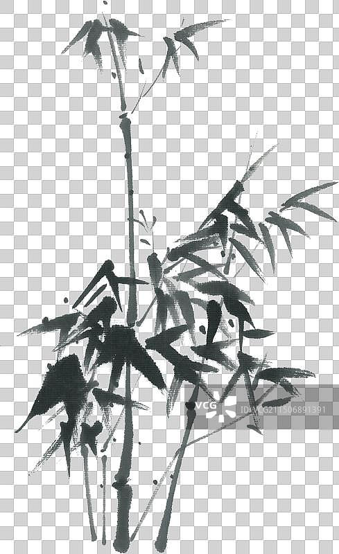 传统水墨手绘竹林中国风国画图片素材
