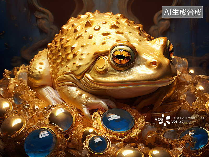 【AI数字艺术】吉祥物装饰摆件金蟾图片素材