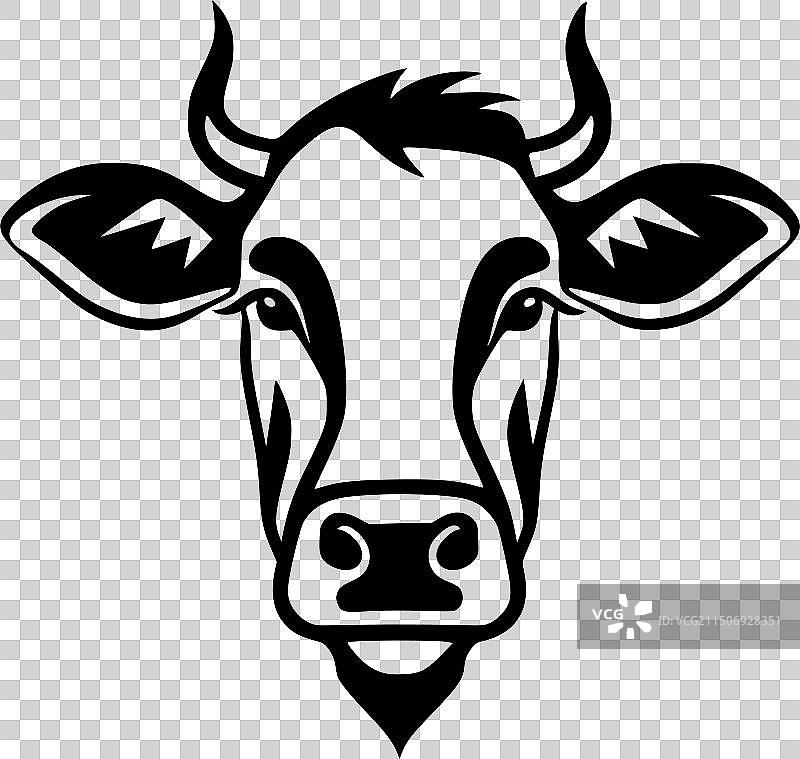 奶牛 - 黑白隔离图标图片素材