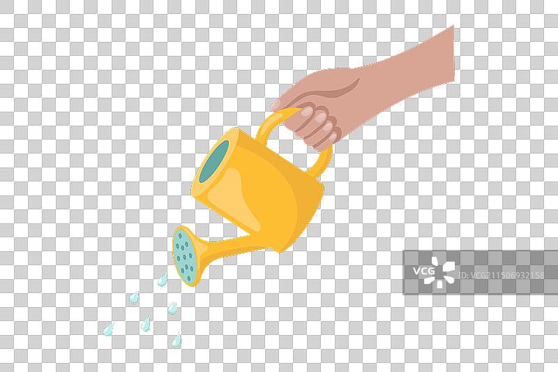 像素风格手持液体浇灌植物图片素材