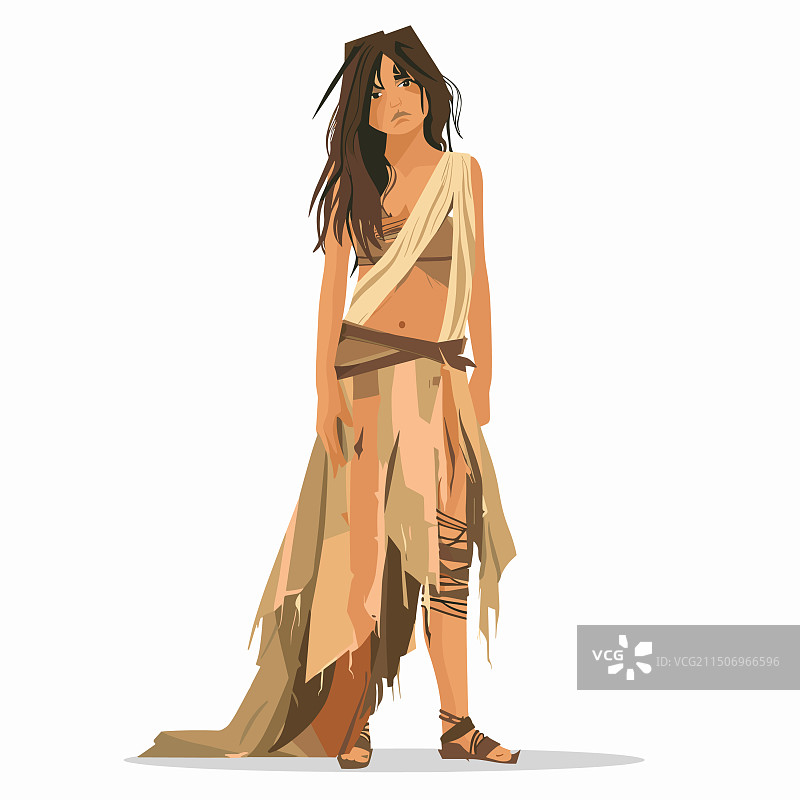 身穿传统服饰，坚毅站立的土著妇女图片素材