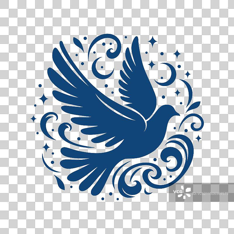 和平鸽剪影徽章图片素材