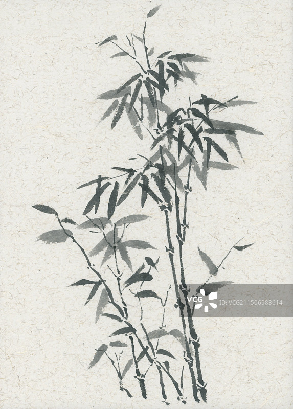 传统水墨手绘竹林中国风国画图片素材