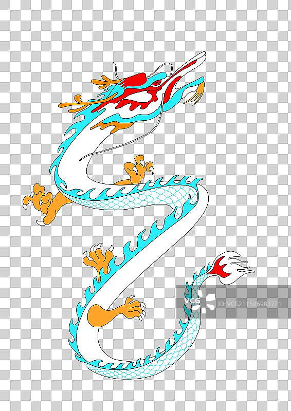 手绘原创插画-免扣素材-白龙图片素材