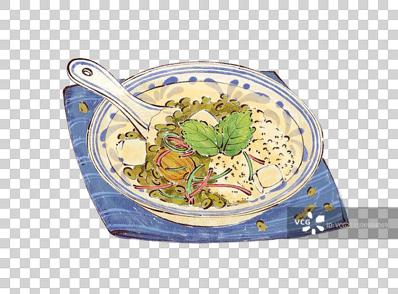 手绘江苏特色美食苏式绿豆汤插画图片素材
