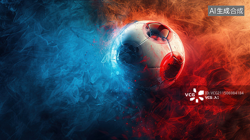 【AI数字艺术】红蓝相间的足球插画图片素材