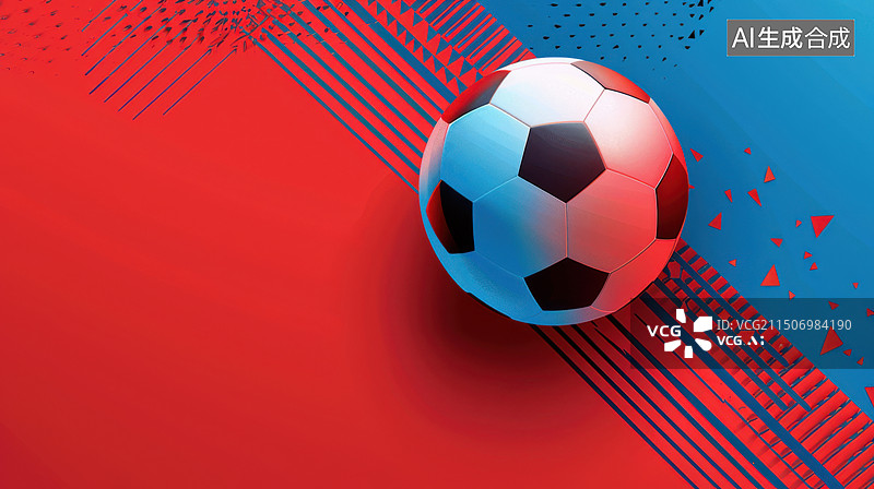 【AI数字艺术】红蓝相间的足球插画图片素材
