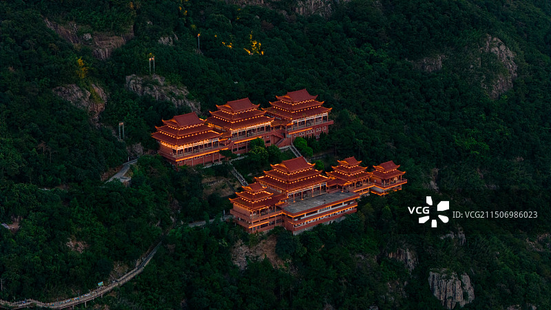 福清市石竹山夜景航拍视角图片素材