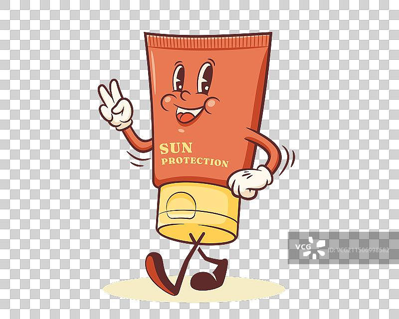 时髦的防晒霜复古卡通形象图片素材