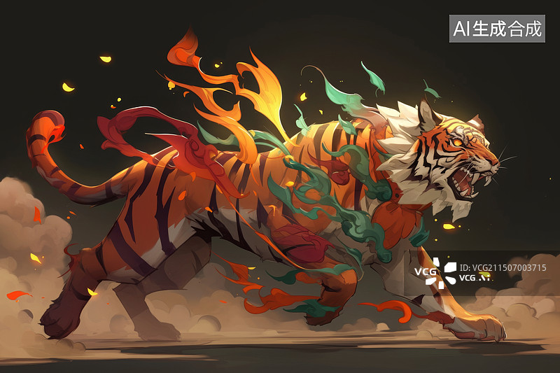 【AI数字艺术】中国神兽老虎图片素材