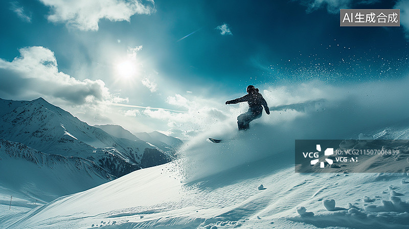 【AI数字艺术】户外运动主题海报——高山滑雪图片素材