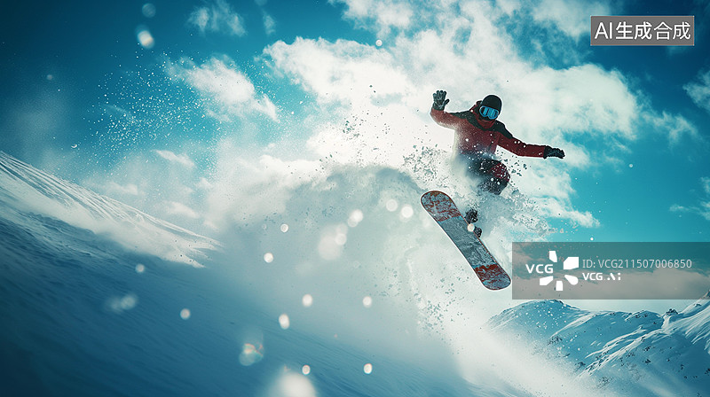 【AI数字艺术】户外运动主题海报——高山滑雪图片素材