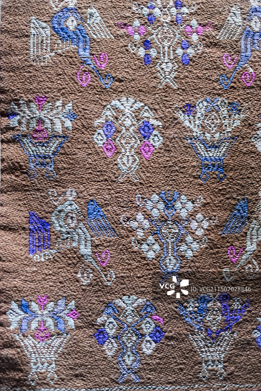 毛南族织锦被面 北京服装学院民族服饰博物馆馆藏 中国工艺美术馆展览图片素材