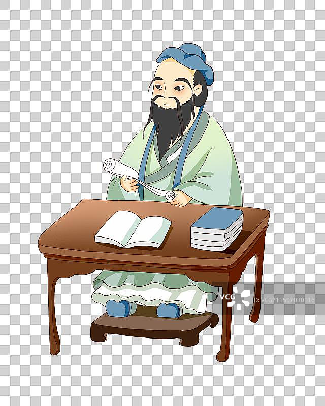 坐在书案前的孔子春秋时期图片素材