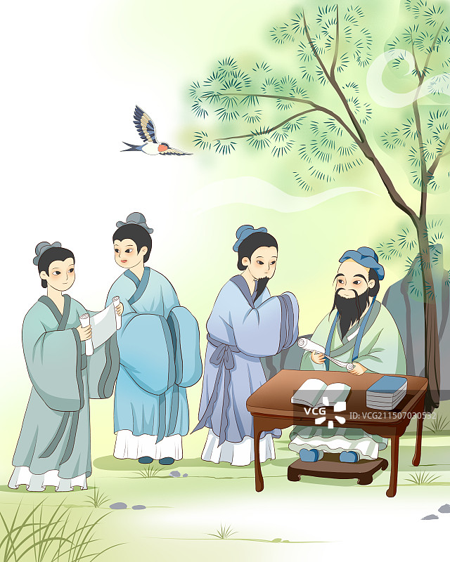 孔子讲学图片素材