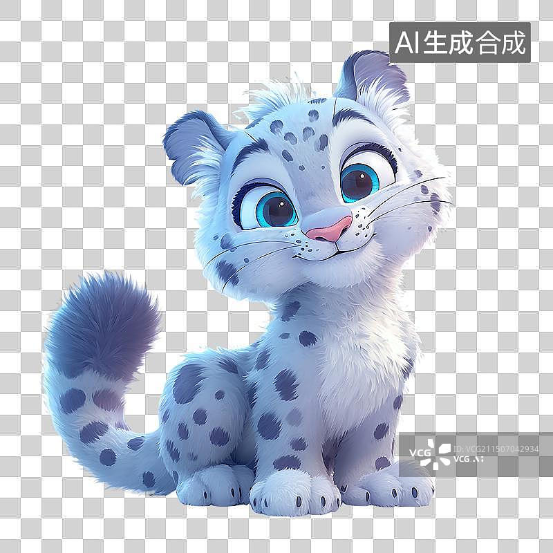 【AI数字艺术】雪豹卡通形象免抠元素图片素材