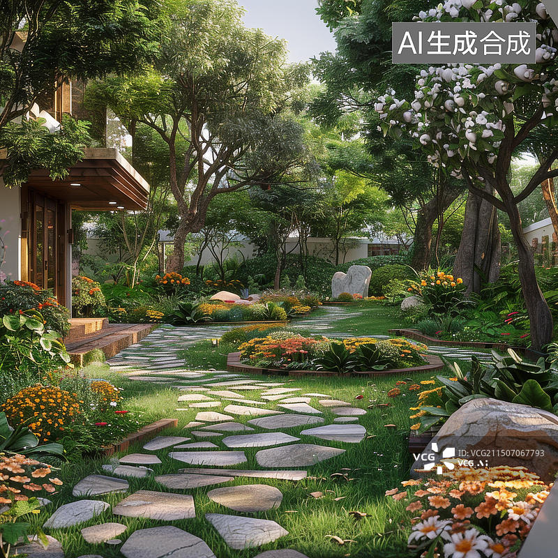【AI数字艺术】园林景观设计效果图图片素材