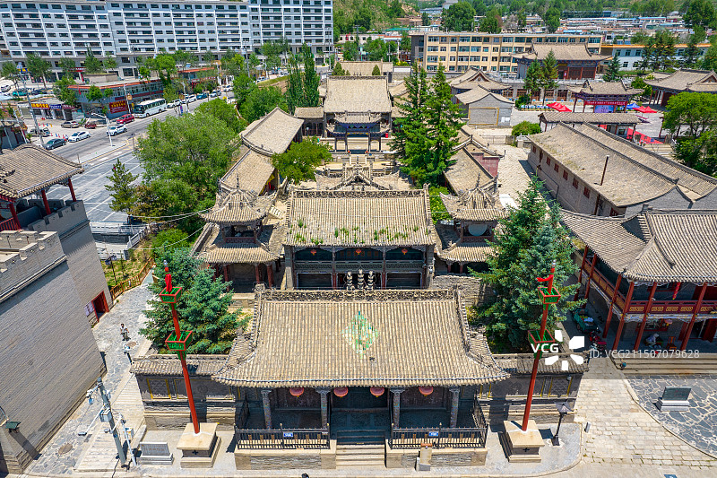 中国青海省西宁市湟源县丹噶尔古城航拍图片素材
