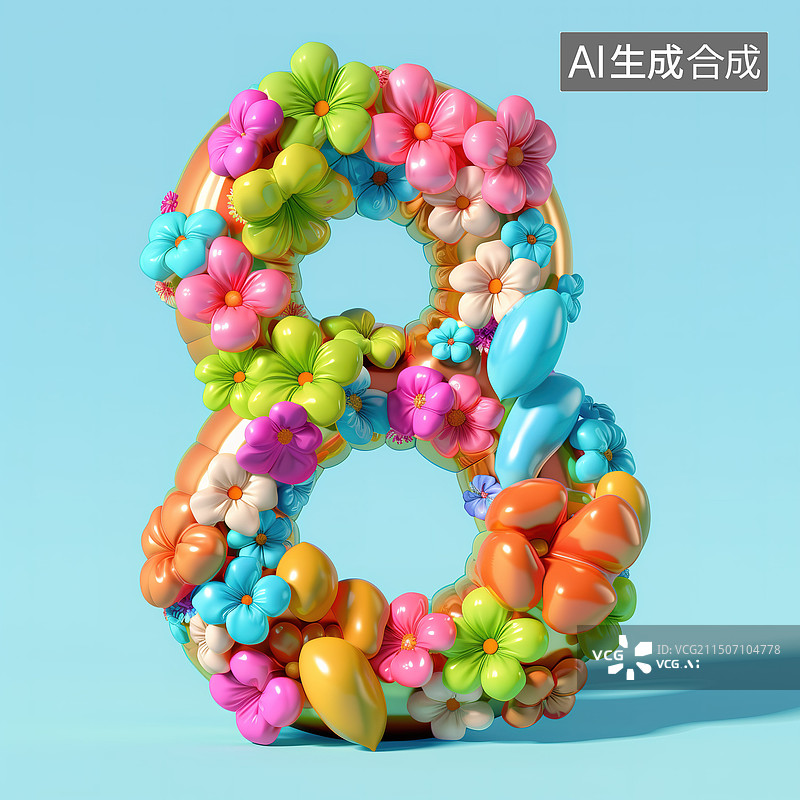 【AI数字艺术】膨胀风数字8图片素材