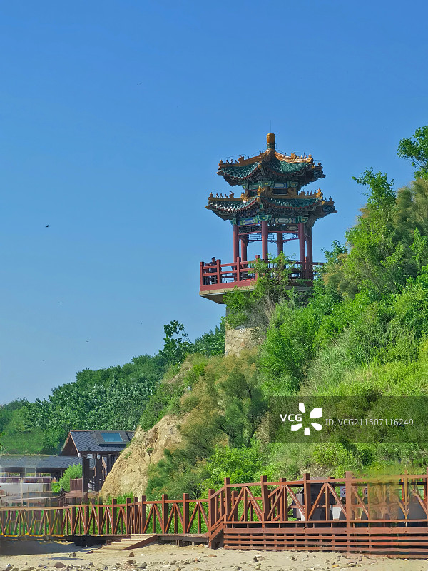 秦皇岛鸽子窝公园浴日亭图片素材