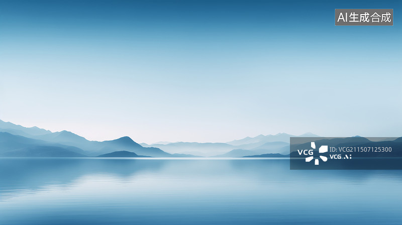 【AI数字艺术】蓝天下的湖光山色图片素材