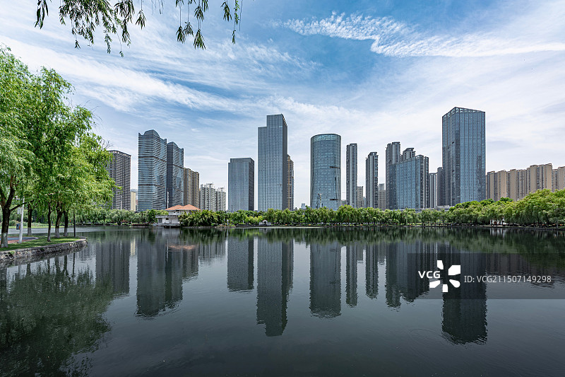 城市湖景图片素材