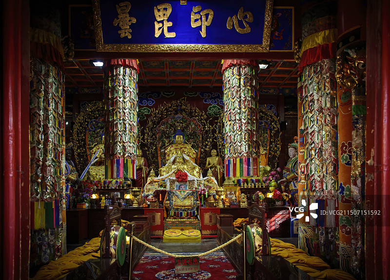 山西省忻州市五台县五台山景区菩萨顶景观图片素材