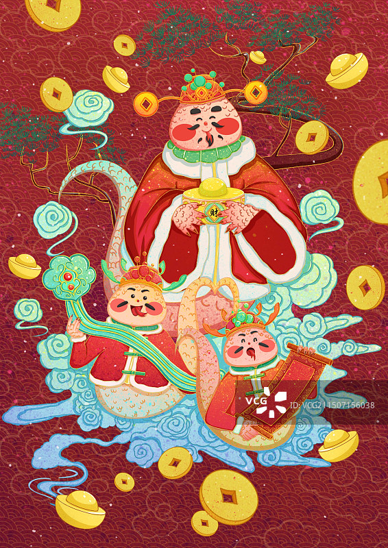 蛇蛇小财神报到啦图片素材