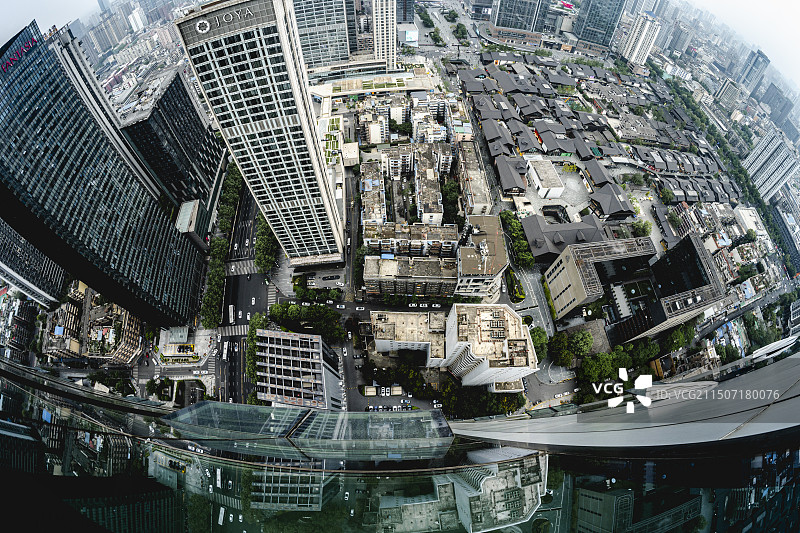 俯瞰成都地标太古里春熙路街道的全景图图片素材