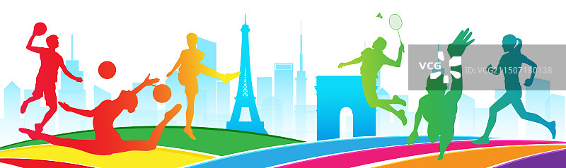 2024巴黎奥运会中国运动员人物矢量插画海报图片素材