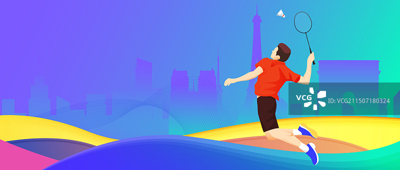 2024巴黎奥运会中国运动员人物矢量插画海报图片素材