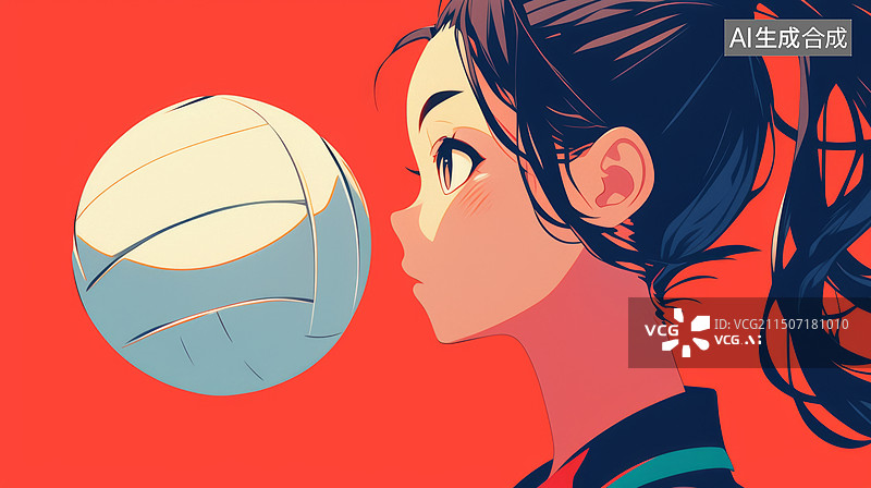 【AI数字艺术】女孩在打排球图片素材