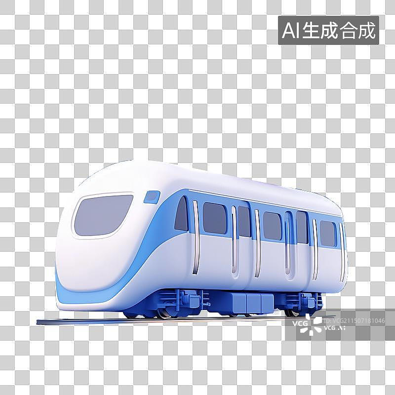 【AI数字艺术】3D卡通可爱小火车高铁模型元素插画图片素材