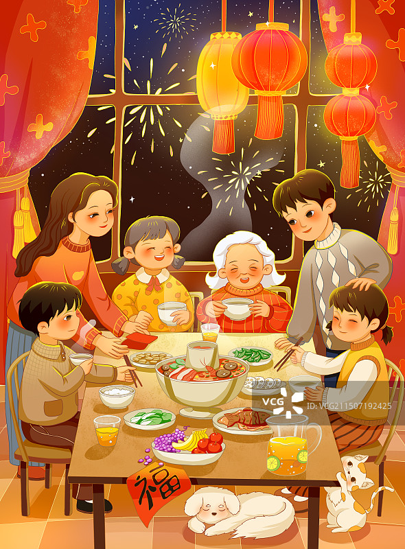 一家人吃团圆饭图片素材