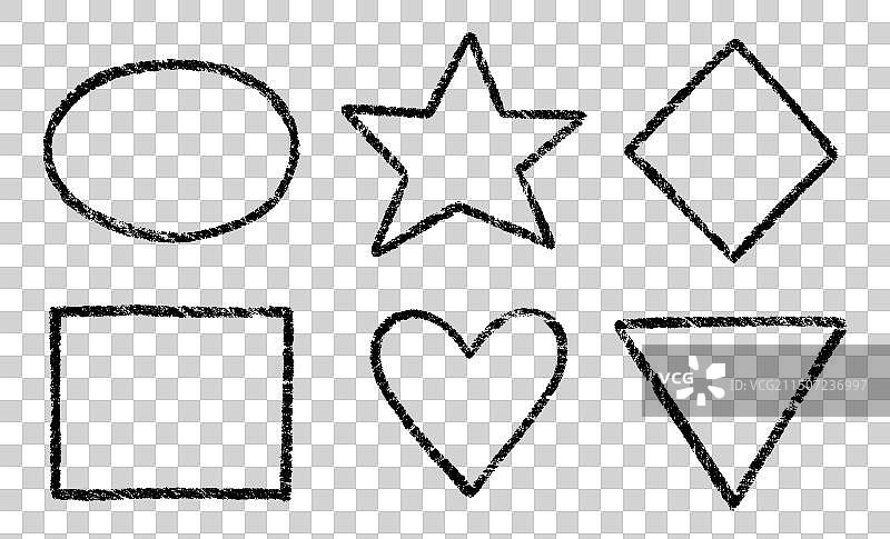 蜡笔粉笔儿童框架套装圆形方形心形图片素材