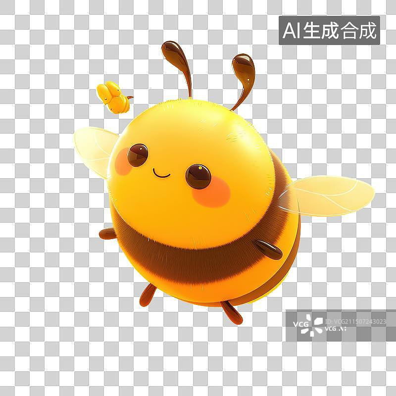 【AI数字艺术】可爱的小蜜蜂3d卡通形象免抠元素图片素材