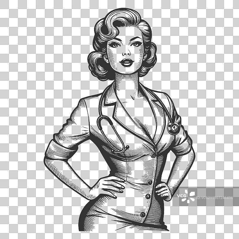 戴着听诊器的女医生图片素材