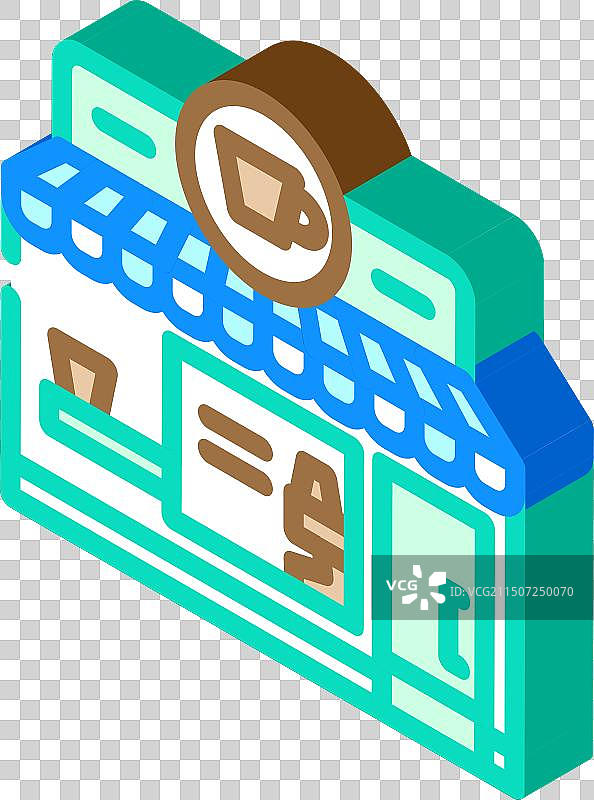 浓缩咖啡吧街头咖啡馆2.5D图标图片素材