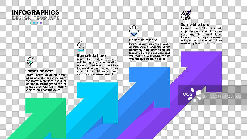 带有图标的4个增长箭头的信息图模板图片素材