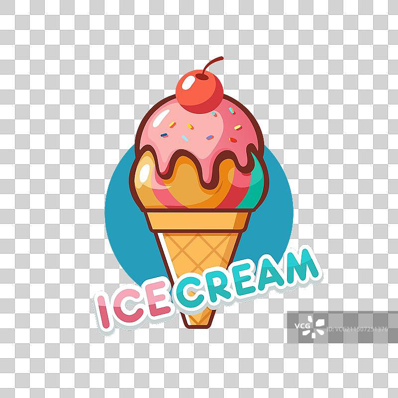 华夫饼干冰淇淋球与浆果图片素材