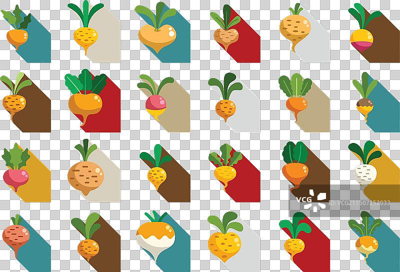 芜菁图标集，扁平风格，植物烹饪饮食图片素材