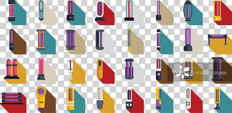 便携式紫外线消毒器图标集图片素材